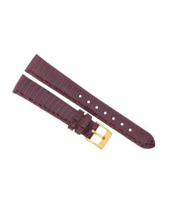 14mm Burgundy Flat Genuine Lizard Leather Watch Band