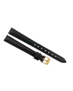 12mm Black Padded Genuine Crocodile Leather Watch Band