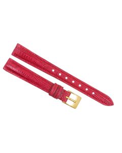 12mm Red Padded Genuine Crocodile Leather Watch Band