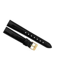 14mm Black Padded Genuine Crocodile Leather Watch Band