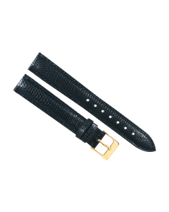 16mm Black Genuine Intense Lizard Leather Watch Band