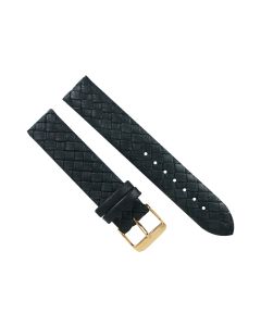 18mm Black Braided Leather Watch Band