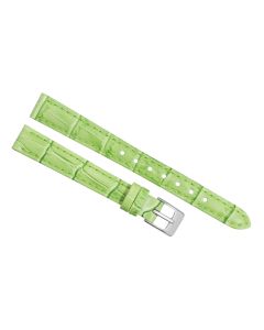 12mm Green Padded Stitched Crocodile Print Leather Watch Band