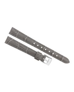 12mm Grey Padded Stitched Crocodile Print Leather Watch Band