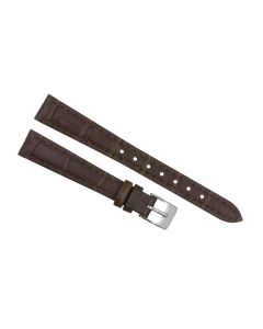 13mm Brown Padded Stitched Crocodile Print Leather Watch Band