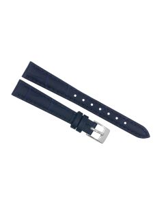 13mm Navy Blue Padded Stitched Crocodile Print Leather Watch Band