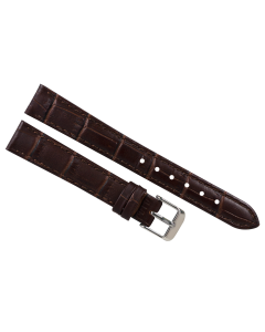 14mm Brown Padded Stitched Crocodile Print Leather Watch Band