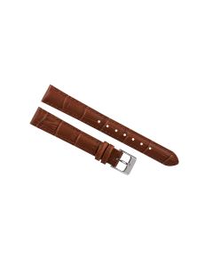 14mm Light Brown Padded Stitched Crocodile Print Leather Watch Band