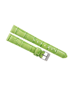 14mm Green Padded Stitched Crocodile Print Leather Watch Band
