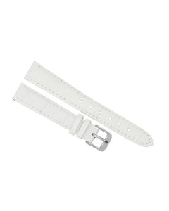 14mm White Padded Stitched Crocodile Print Leather Watch Band