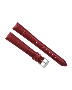 15mm Red Padded Stitched Crocodile Print Leather Watch Band