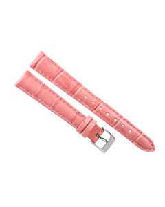 15mm Pink Padded Stitched Crocodile Print Leather Watch Band
