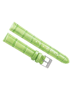 16mm Light Green Padded Stitched Crocodile Print Leather Watch Band