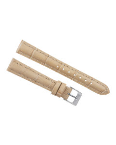 16mm Beige Padded Stitched Crocodile Print Leather Watch Band