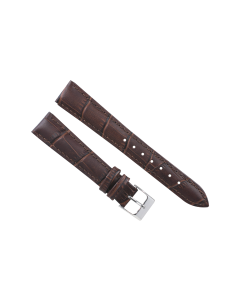 17mm Brown Padded Stitched Crocodile Print Leather Watch Band