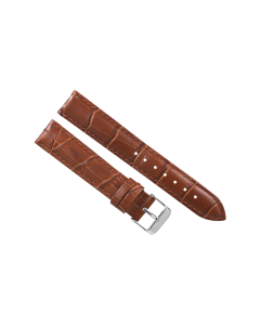 17mm Light Brown Padded Stitched Crocodile Print Leather Watch Band