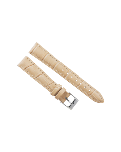 17mm Beige Padded Stitched Crocodile Print Leather Watch Band