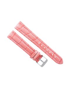 18mm Pink Padded Stitched Crocodile Print Leather Watch Band