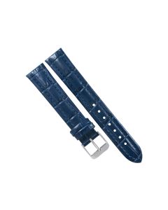 18mm Navy Blue Padded Stitched Crocodile Print Leather Watch Band