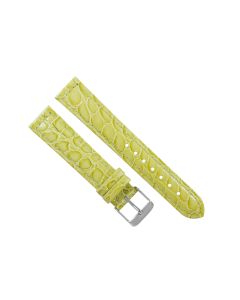 18mm Lime Green Padded Stitched Crocodile Print Leather Watch Band