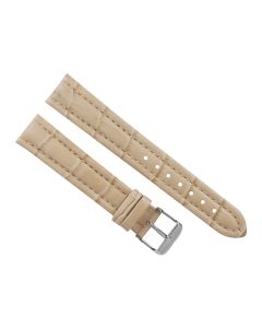 18mm Beige Padded Stitched Crocodile Print Leather Watch Band