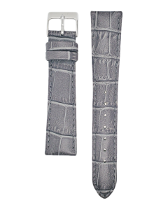 19mm Grey Padded Stitched Crocodile Print Leather Watch Band