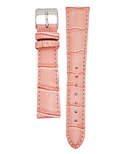 19mm Pink Padded Stitched Crocodile Print Leather Watch Band