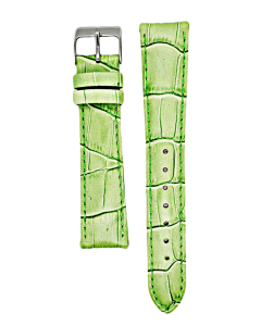 19mm Light Green Padded Stitched Crocodile Print Leather Watch Band