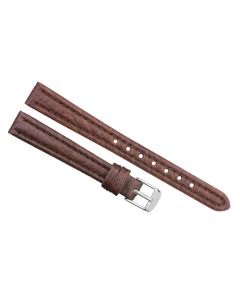 12mm Brown Scratched Stitched Padded Crocodile Print Leather Watch Band