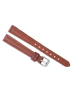 12mm Light Brown Scratched Stitched Padded Crocodile Print Leather Watch Band