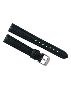 16mm Black Scratched Stitched Padded Crocodile Print Leather Watch Band