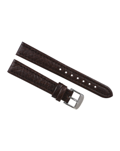 16mm Brown Scratched Stitched Padded Crocodile Print Leather Watch Band