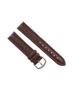 18mm Brown Scratched Stitched Padded Crocodile Print Leather Watch Band