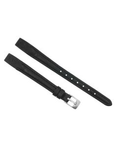 10mm Black Smooth Leaf Vein Pattern Stitched Leather Watch Band
