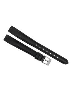 12mm Black Smooth Leaf Vein Pattern Stitched Leather Watch Bands