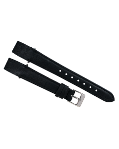 14mm Black Smooth Leaf Vein Pattern Stitched Leather Watch Bands