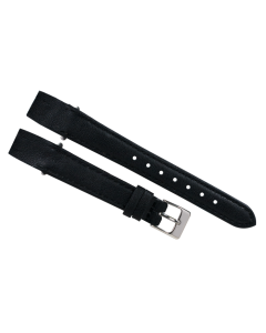 14mm Black Smooth Leaf Vein Pattern Stitched Leather Watch Bands