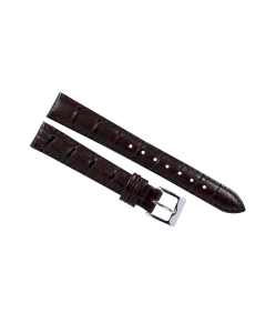 14mm Brown Heavy Padded Stitched Crocodile Print Leather Watch Band