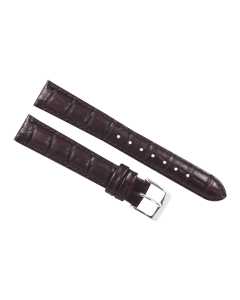 16mm Brown Heavy Padded Stitched Crocodile Print Leather Watch Band