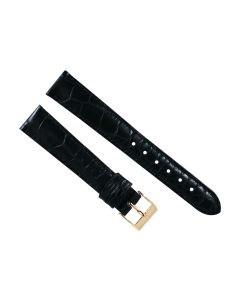 17mm Black Handmade Stitched Alligator Leather Watch Band