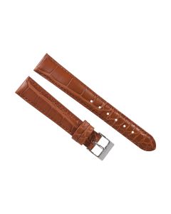 17mm Light Brown Handmade Stitched Alligator Print Leather Watch Band