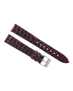 16mm Burgundy Flat Genuine Crocodile Leather Watch Band