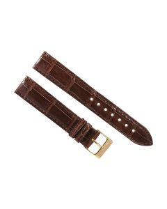 17mm Medium Brown Heavy Padded Stitched Crocodile Print Leather Watch Band