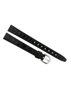 12mm Black Smooth Texture Genuine Crocodile Leather Watch Band