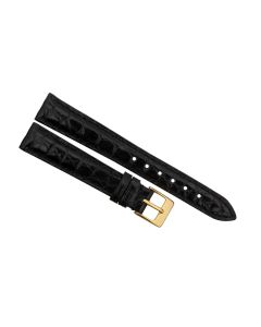 14mm Black Smooth Texture Genuine Crocodile Leather Watch Band