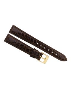14mm Brown Smooth Texture Genuine Crocodile Leather Watch Band