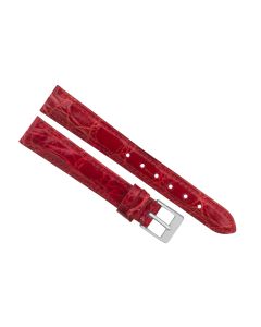 14mm Red Smooth Texture Genuine Crocodile Leather Watch Band