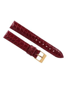 15mm Red Smooth Texture Genuine Crocodile Leather Watch Band