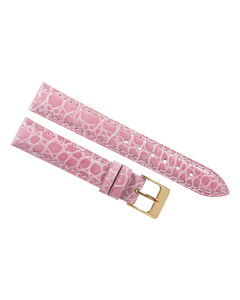 15mm Pink Smooth Texture Genuine Crocodile Leather Watch Band