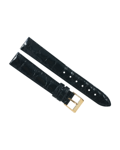 16mm Black Smooth Texture Genuine Crocodile Leather Watch Band